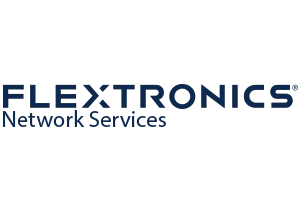 Logo negro de Flextronics Network Services.