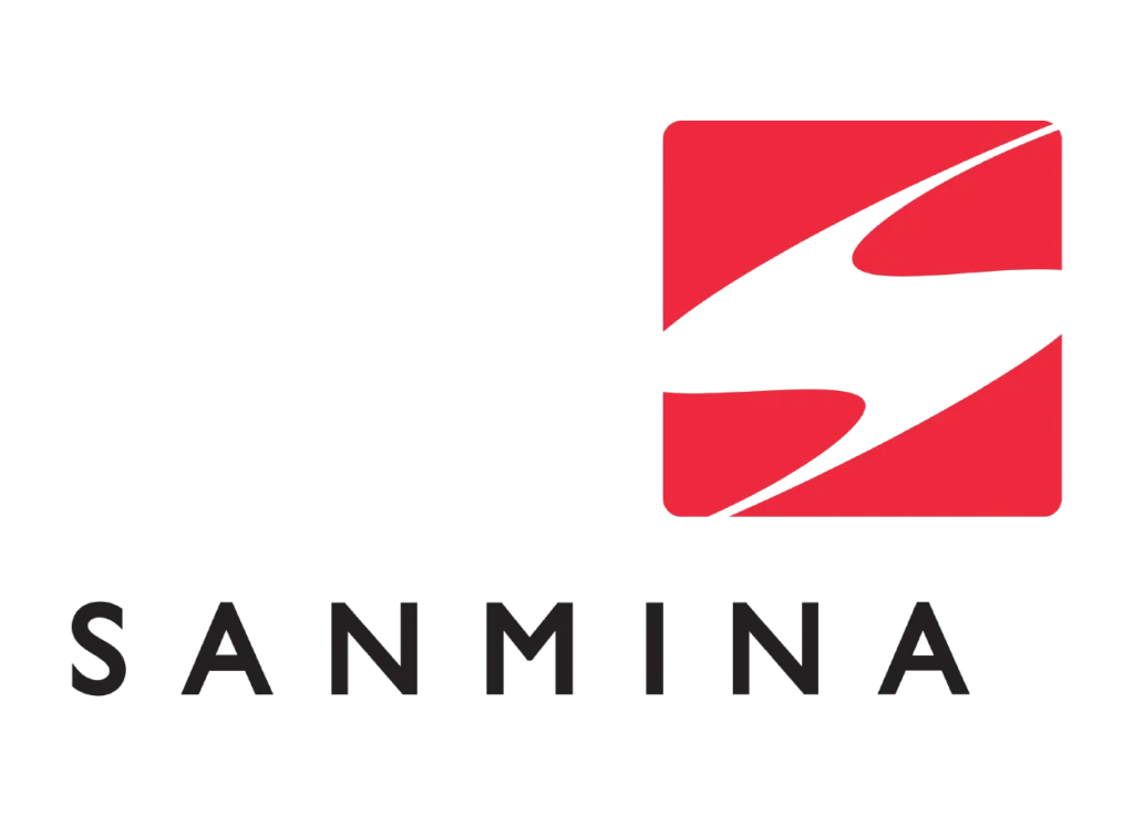 Logo negro y rojo de Sanmina