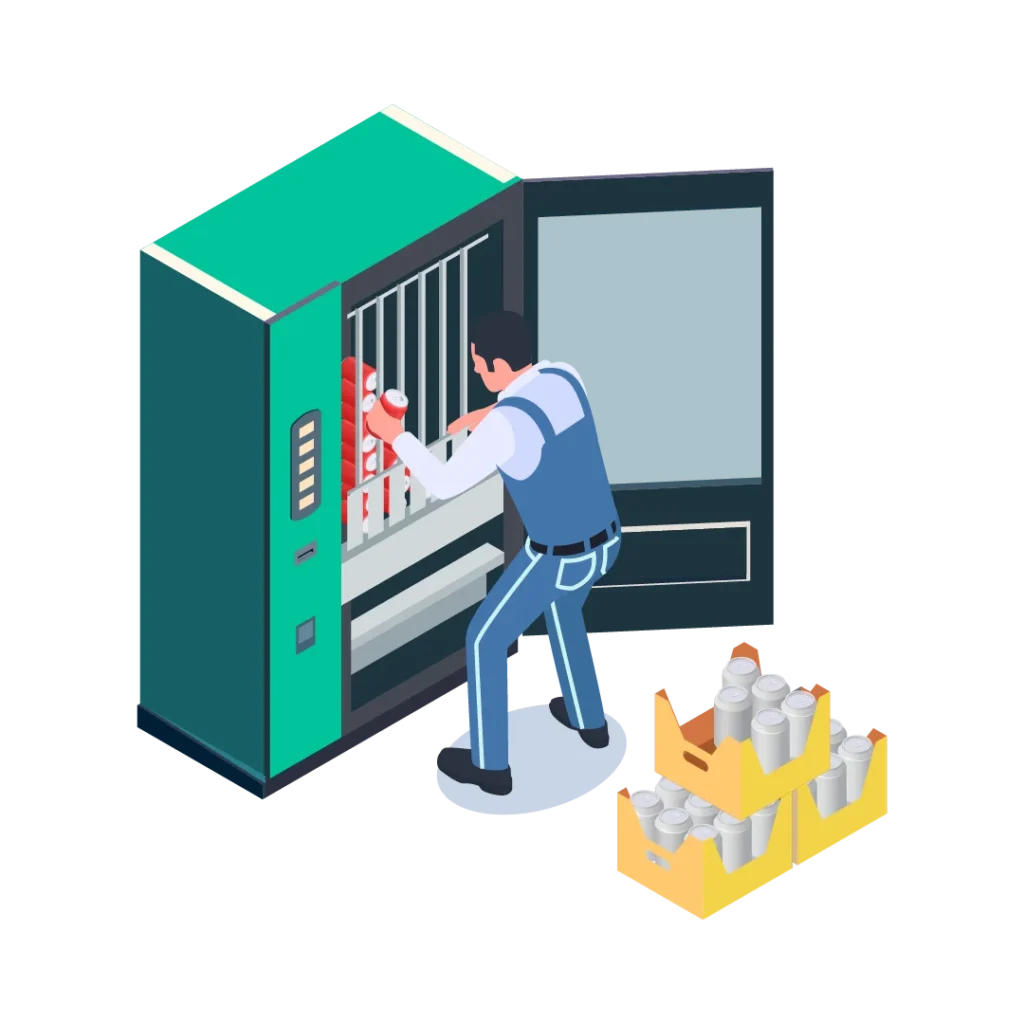 Ilustración de máquina vending para Instalación y abastecimiento